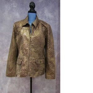 Alfred Dunner Brown & Gold Reptile Print Jacket 14